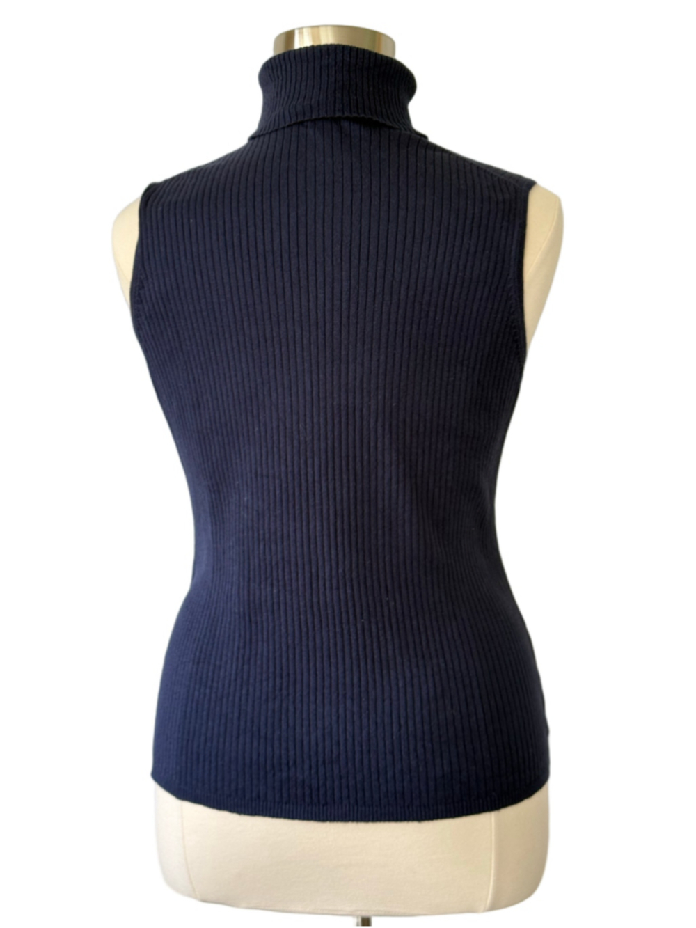 Chico's Sleeveless Ribbed Turtleneck Top Navy Size 16 (Chico’s 3) - Picture 3 of 6